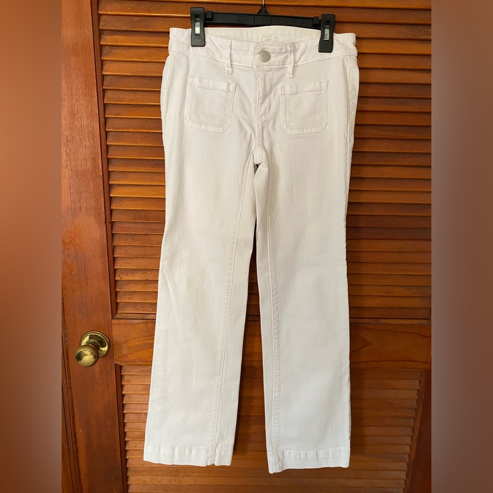 Loft petite white wide leg pants